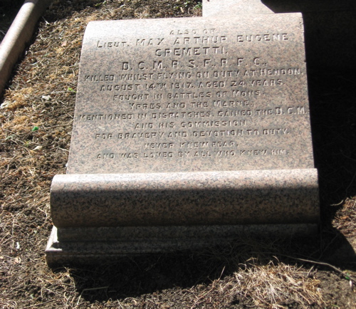  Max Cremetti’s memorial on the Cremetti family grave